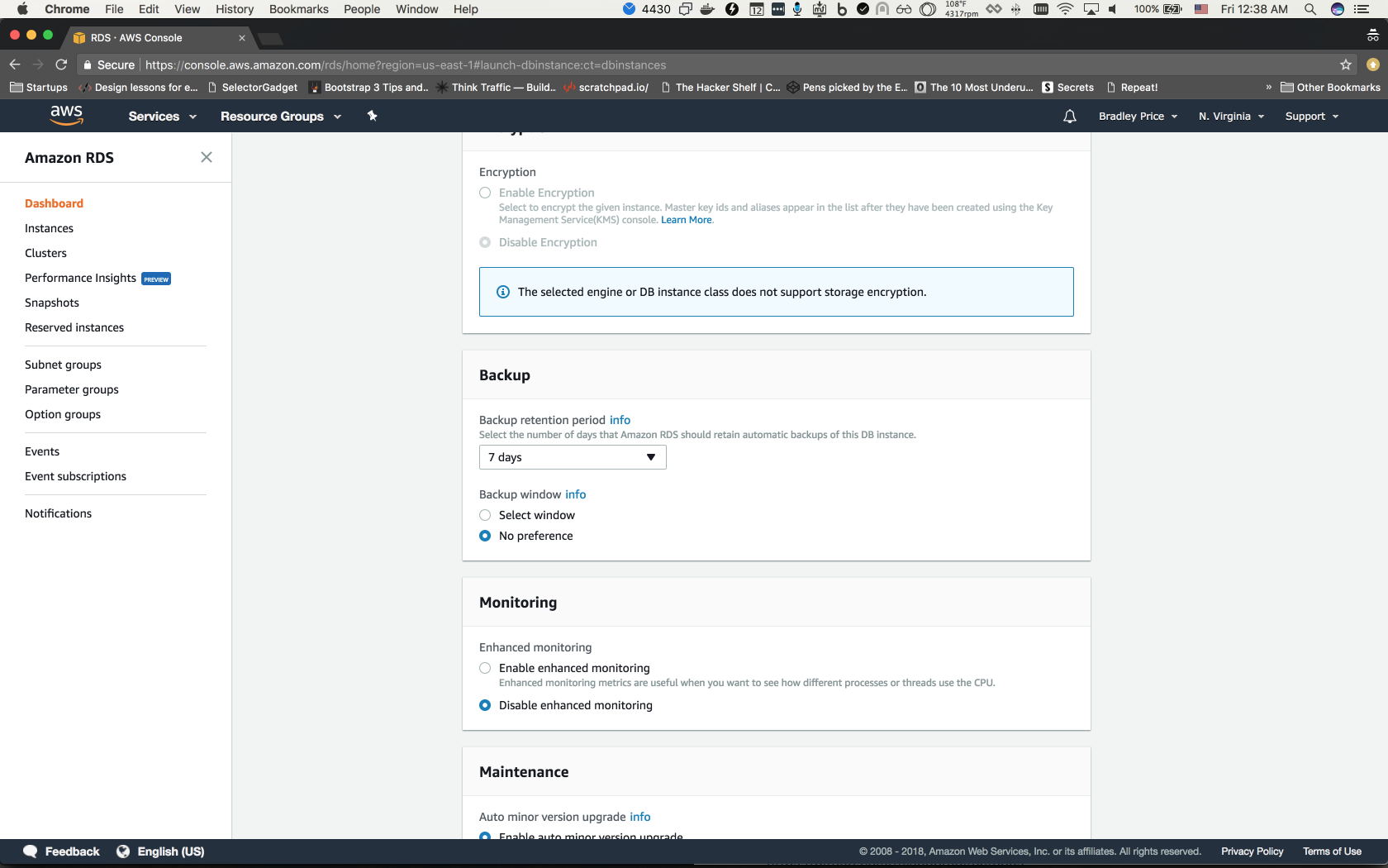 rds instance create step 3