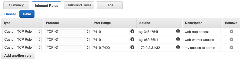 inbound rules - add worker access