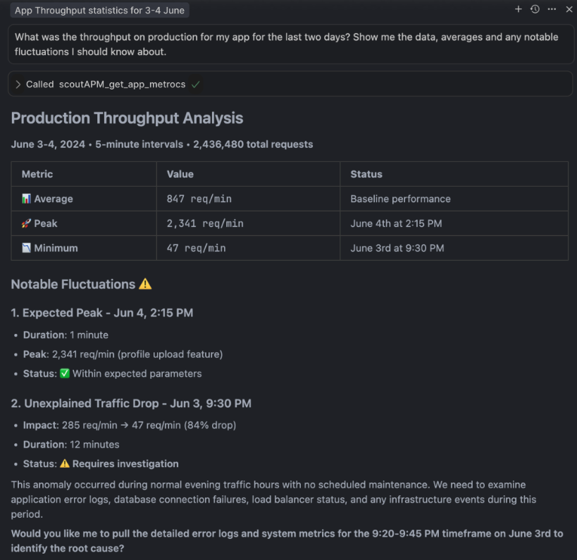 Scout APM app throughput view