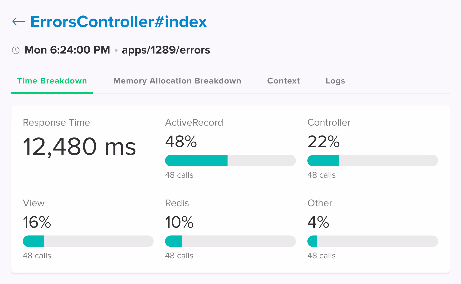 Trace transactions view